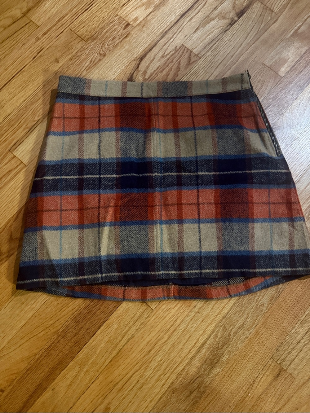 Lulu's Plaid Mini Skirt in Rust, Navy, and Cream